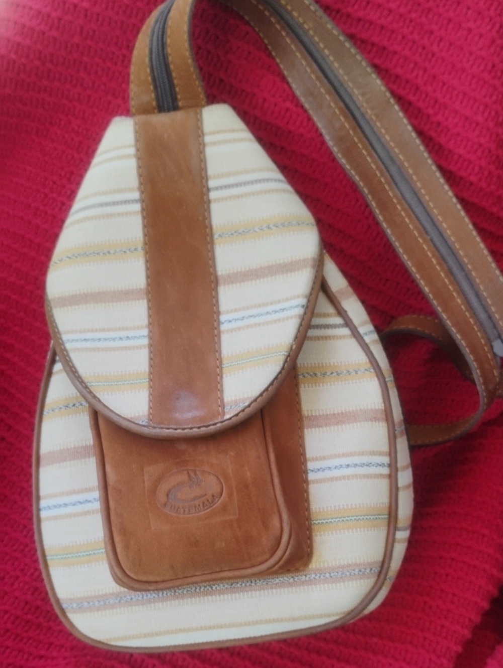 Guatemala Brown Suede And Woven Fabric Backpack